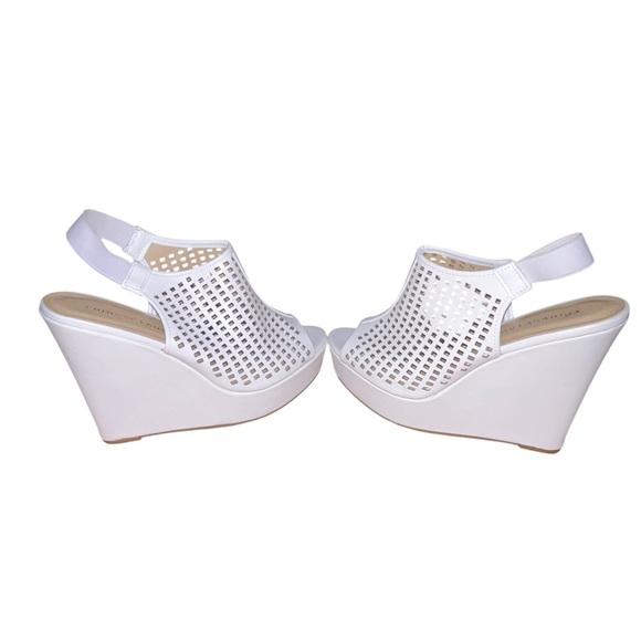 Chinese Laundry White Faux Leather Platform Sandals Sz 8.5 - Picture 8 of 14